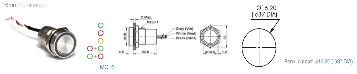 16mm Capacitive switches